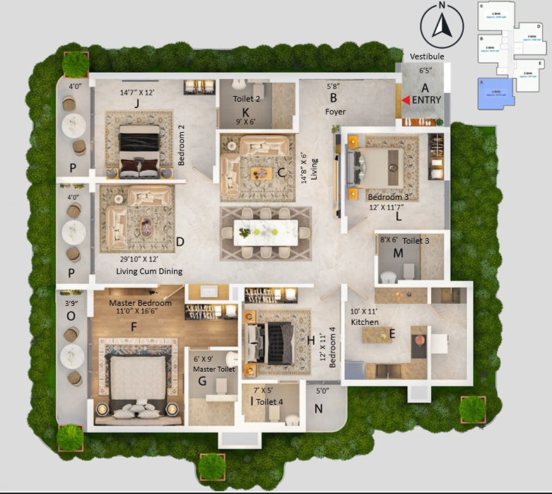 4 BHK Floor Plan & Luxury Living