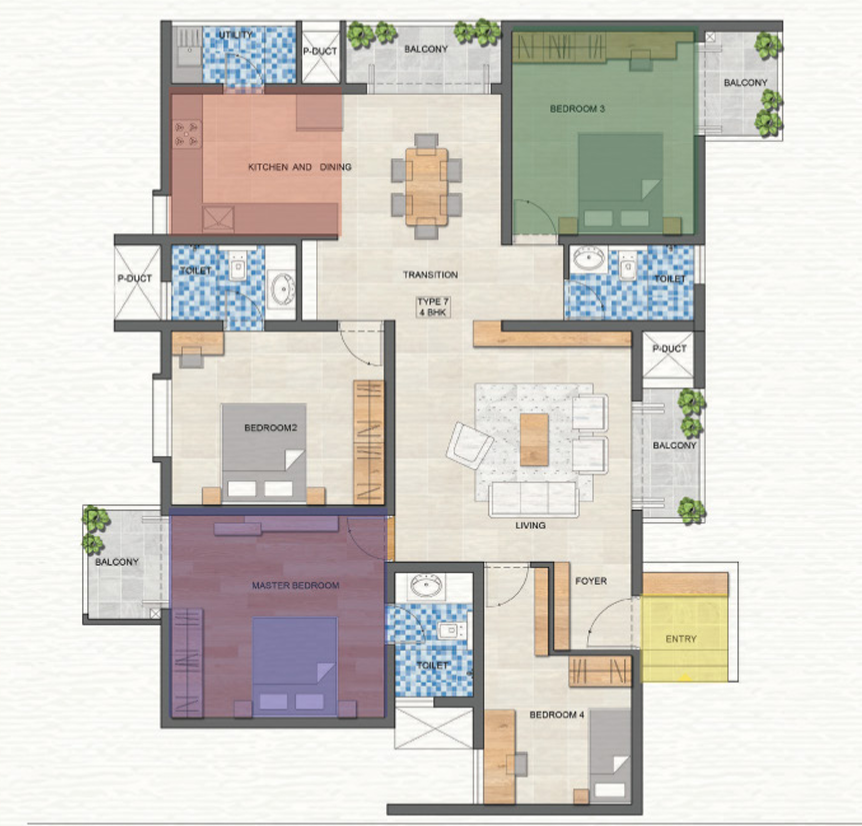 Type 7 - 4 BHK Grand Floor Plan