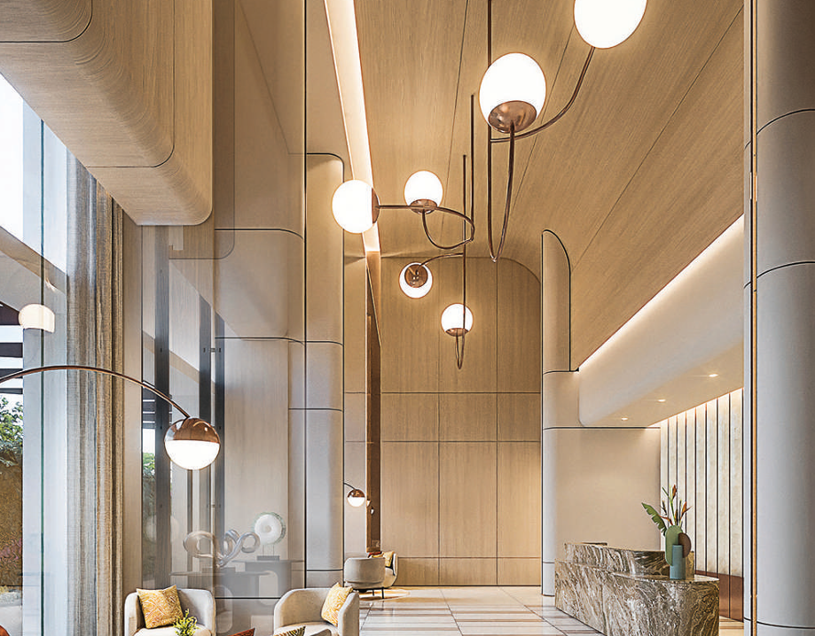 Lodha Azur grand double-height entrance lobby