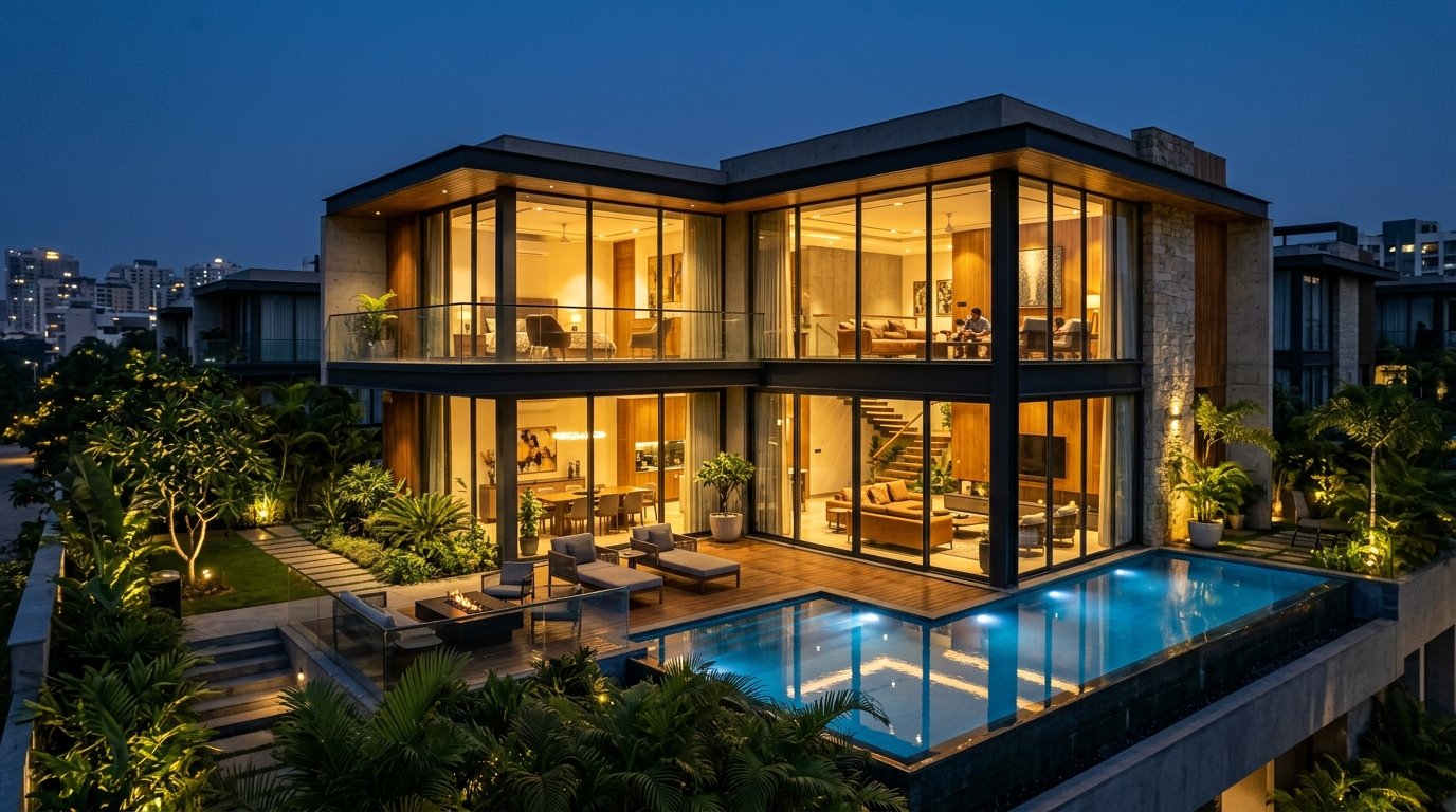 Luxury Villament Architecture in Black and White