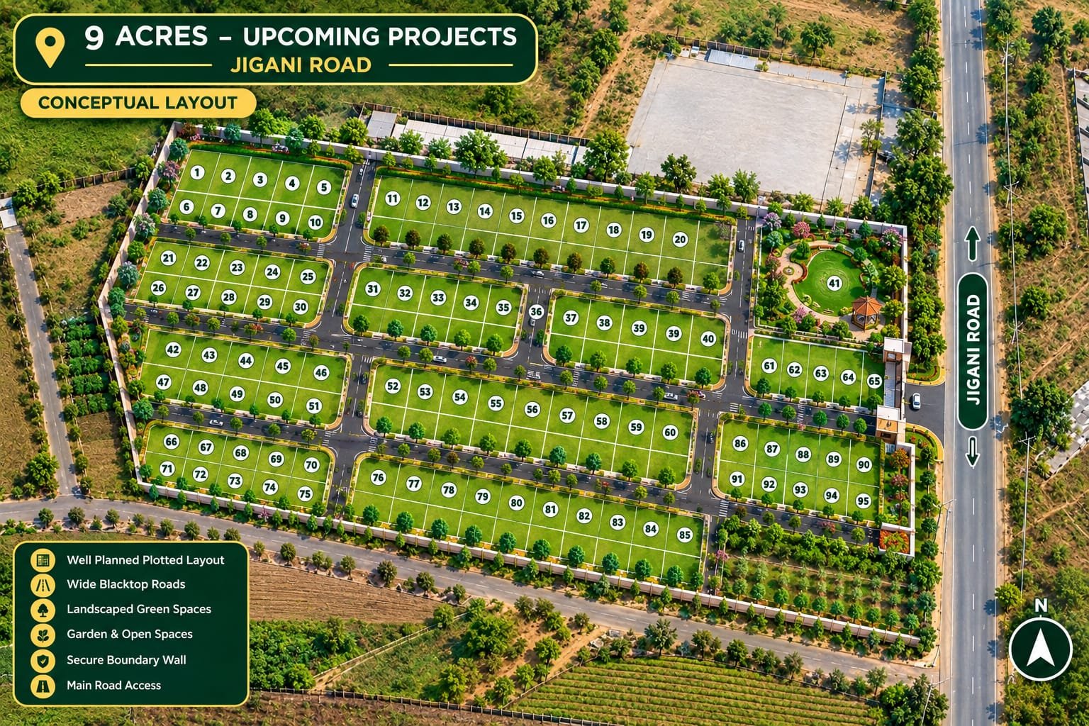 9 Acres Gated Plotted Community on Jigani Road at Rajapura Village